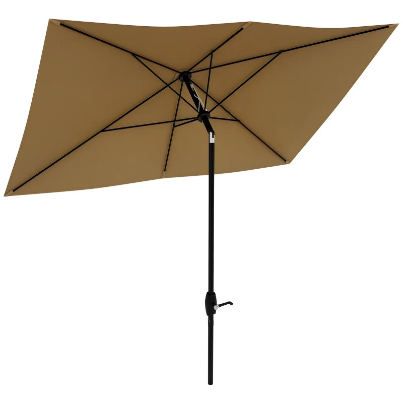 Outsunny 6 1/2 x 10 Foot Rectangular Market Umbrella with Crank and Push Button Tilt
