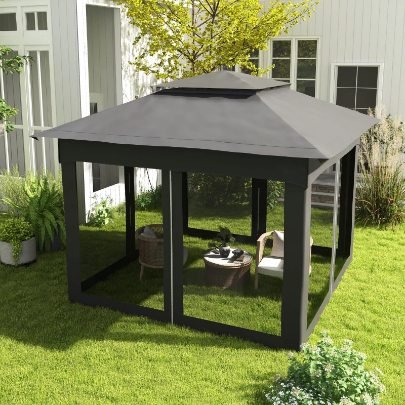 Outsunny 11 x 11 Foot Portable Gazebo with Zipper Netting