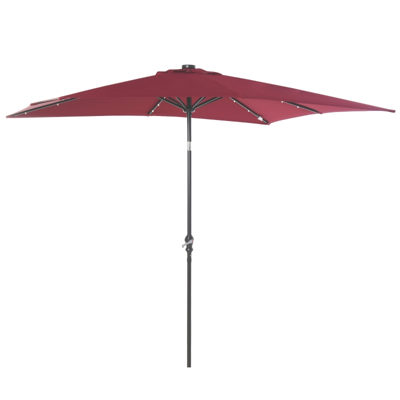 Outsunny 9 x 7 Foot Solar LED Lighted Patio Umbrella with Tilt and Crank
