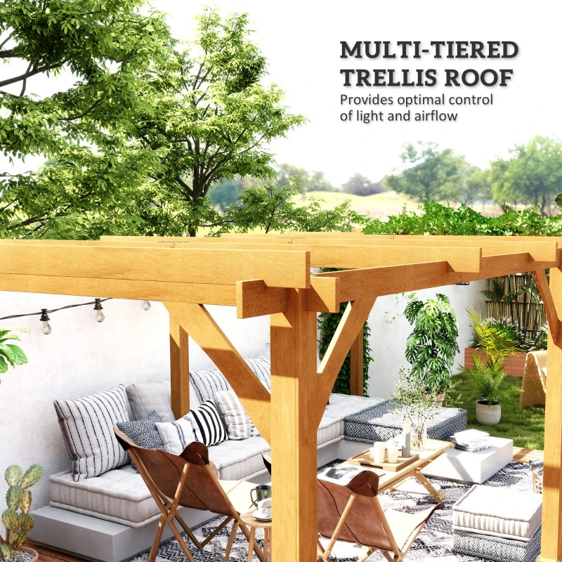 Outsunny 20 x 10 Foot Wood Pergola with Grape Trellis