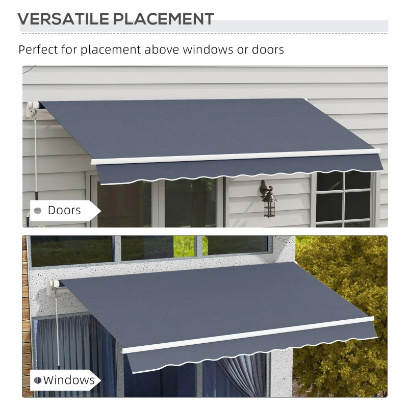 Outsunny 12 x 8 Foot Manual Retractable Sun Shade Patio Awning