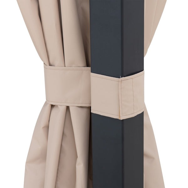 Sunjoy 12 x 14 Foot Wall-Mounted Lean-To Gazebo with Curtains and Netting