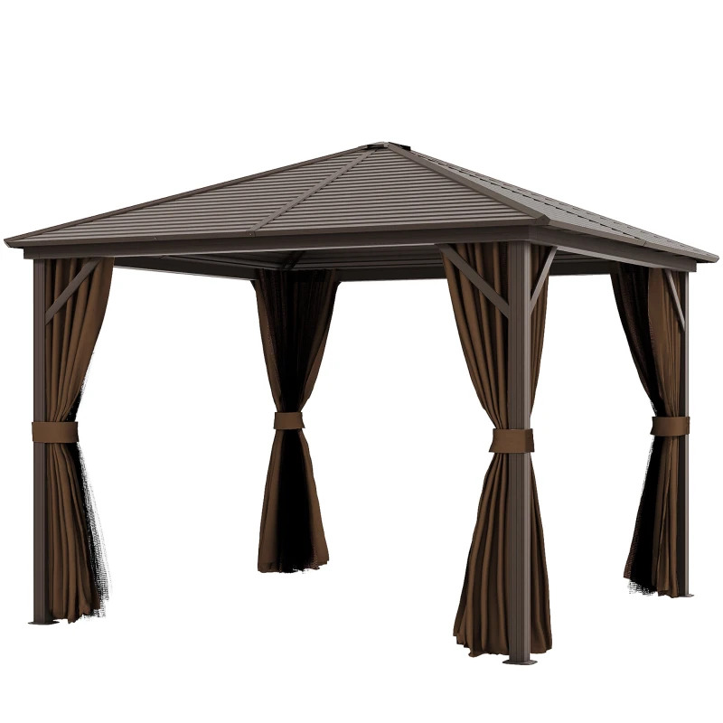 Outsunny 10 x 10 Foot Hardtop Gazebo Canopy with Galvanized Steel Roof