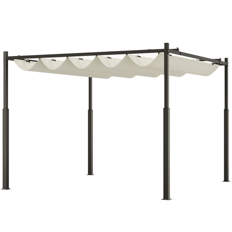 Outsunny 10 x 10 Foot Retractable Pergola Canopy with Magnetic Fixture