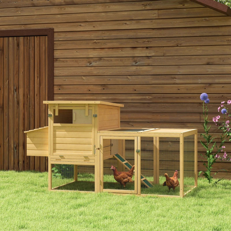 PawHut 75 Inch Wooden Chicken Coop with Nesting Box