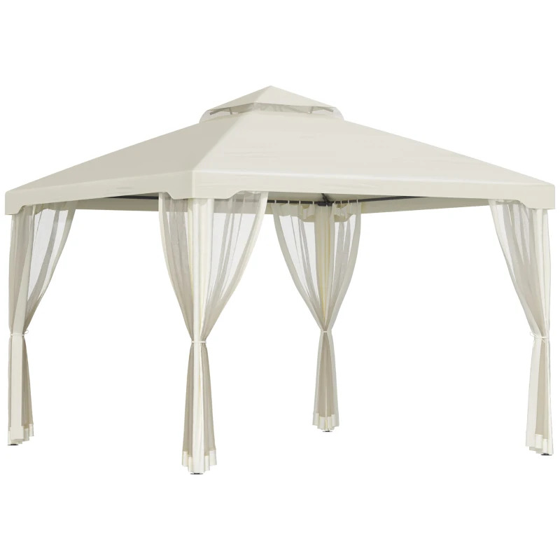 Outsunny 10 x 10 Foot Gazebo with Netting Fabric and Vented Roof