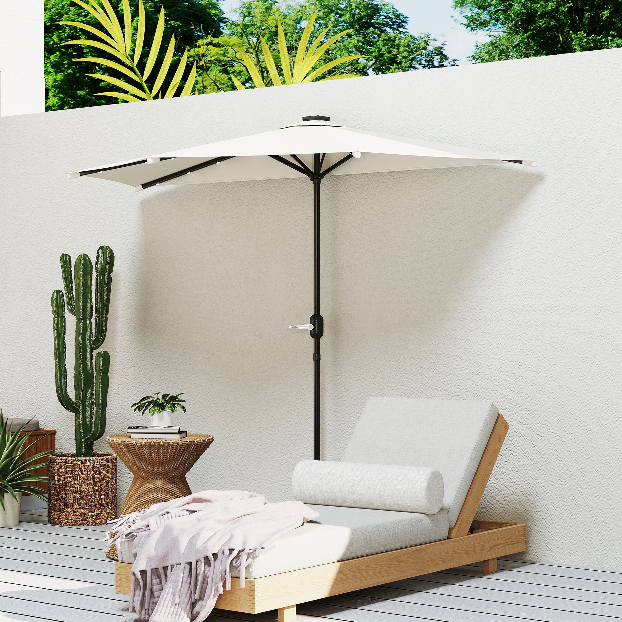 Outsunny 8 1/2 Foot Half Outdoor Patio Umbrella with Crank