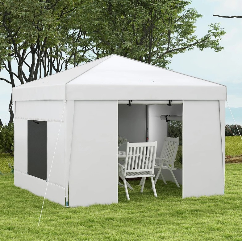 Outsunny 10 x 10 Foot Pop Up Canopy with Mesh Window Sidewalls