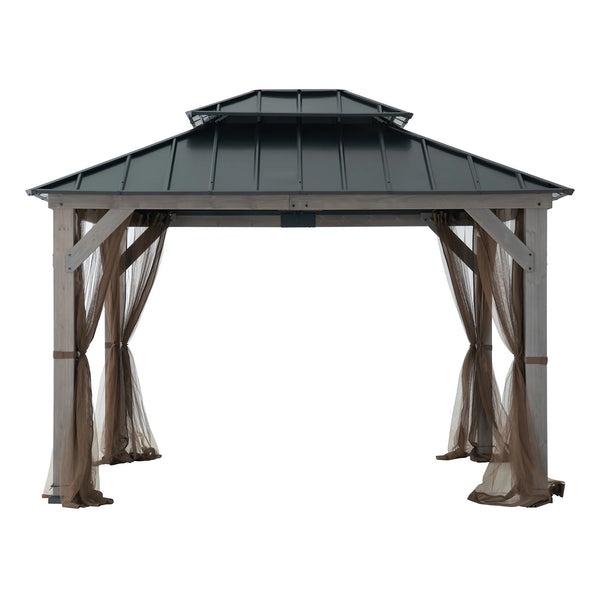 Sunjoy 10 x 12 Foot Archwood Galvanized Steel Roof Gazebo
