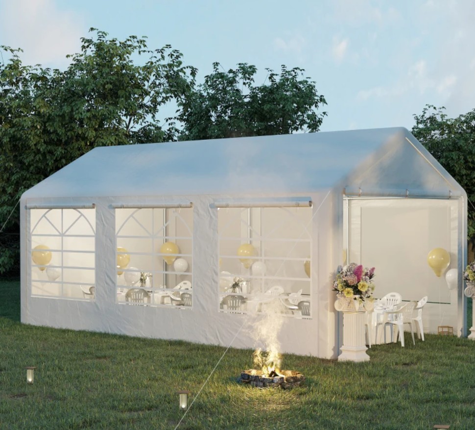 Outsunny 10 x 20 Foot Heavy Duty Carport and Party Tent with Removable Sidewalls