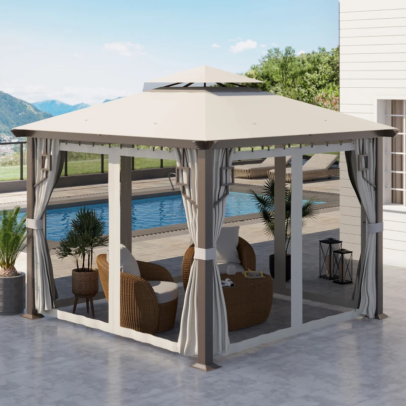 Outsunny 10 x 10 Foot Patio Gazebo with Privacy Curtains