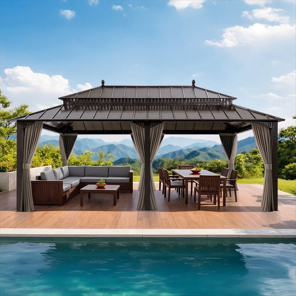 Sunjoy 20 x 12 Foot Kingston Extra-Tall Steel Hardtop Gazebo