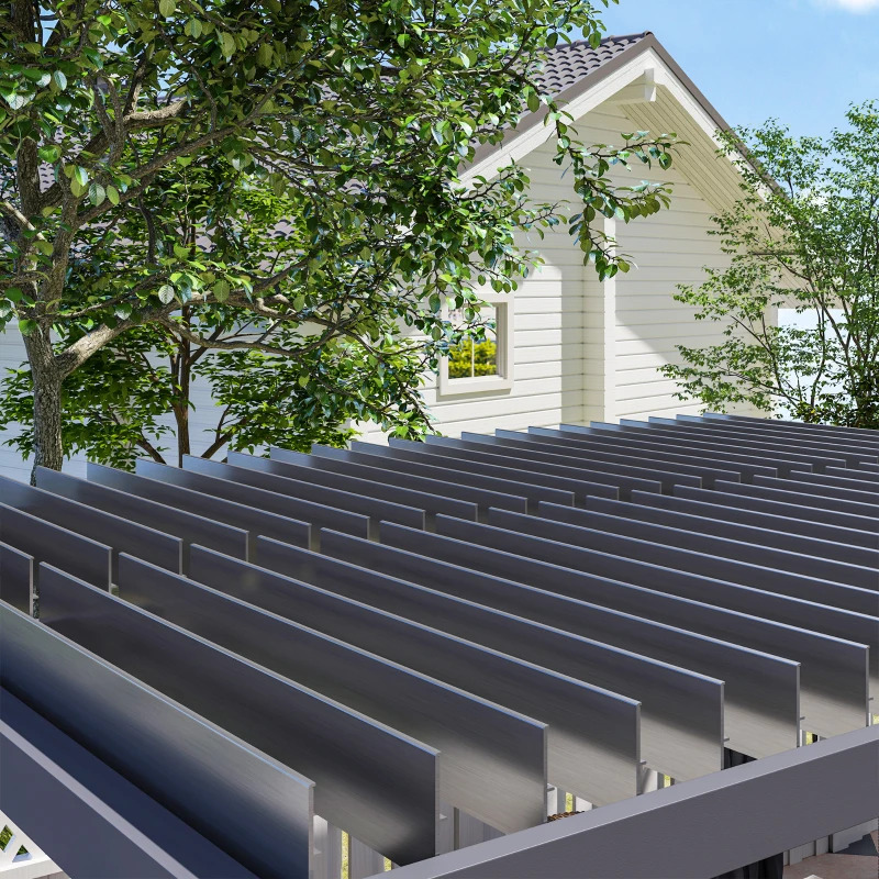 Outsunny 10 x 13 Foot Outdoor Retractable Pergola with Sun Shade Louvered Top