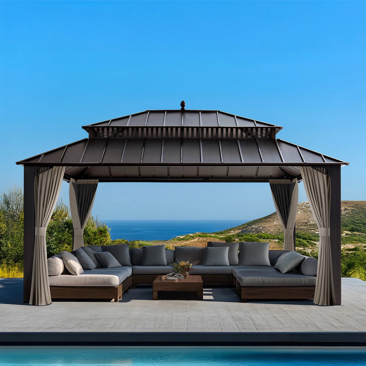 Sunjoy 12 x 16 Foot Kingston Extra-Tall Steel Hardtop Gazebo