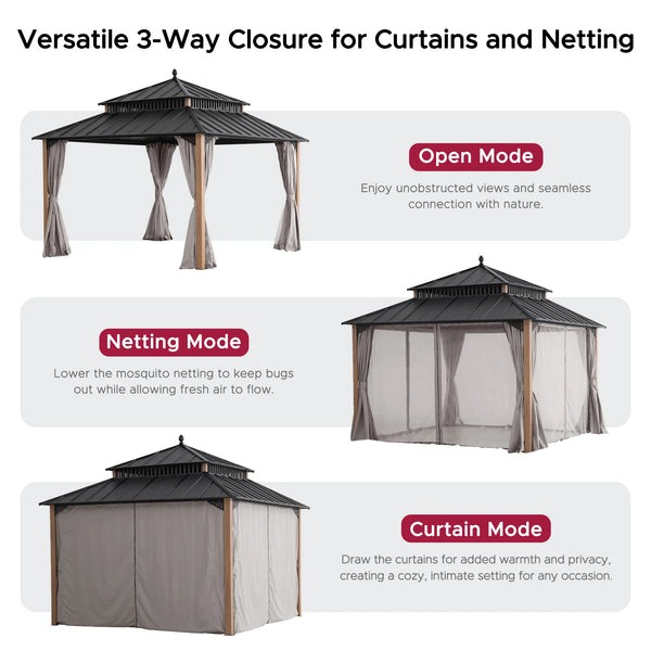 Sunjoy 12 x 12 Foot Kingston Extra-Tall Steel Hardtop Gazebo