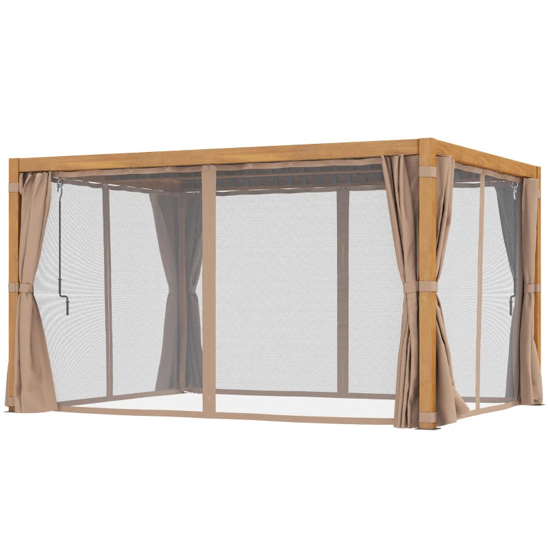 Outsunny 10 x 13 Foot Outdoor Retractable Pergola with Sun Shade Louvered Top