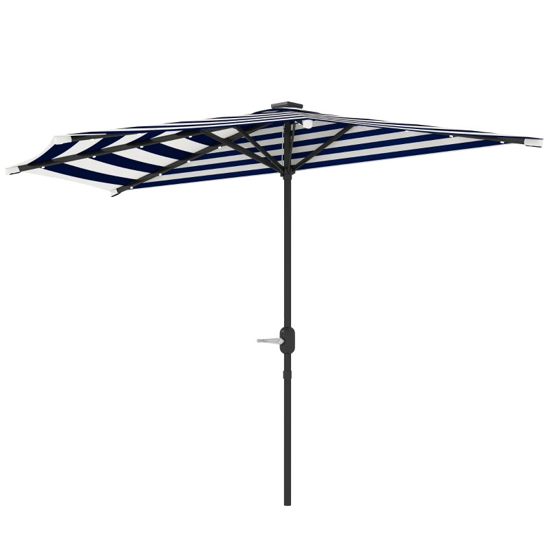 Outsunny 8 1/2 Foot Half Outdoor Patio Umbrella with Crank