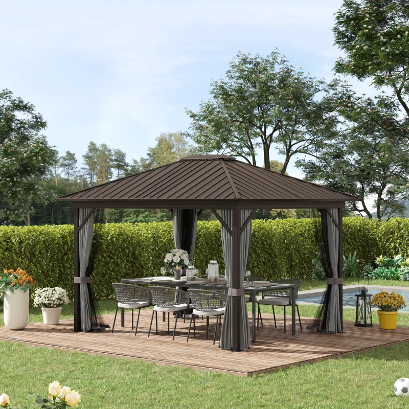 Outsunny 10 x 12 Foot 095 Hardtop Gazebo with Curtains and Netting