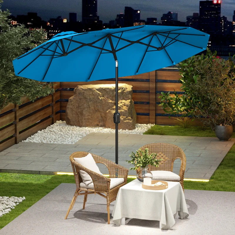 Outsunny Double Sided Patio Umbrella with Push Button Tilt and Crank