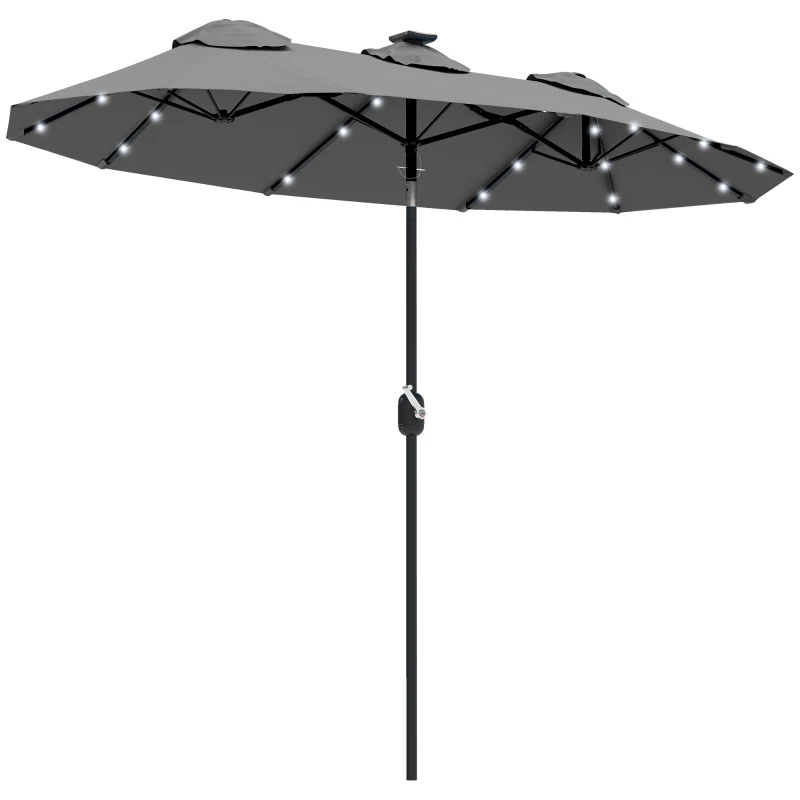 Outsunny Double Sided Solar LED Patio Umbrella with 45 Degree Tilt and Crank