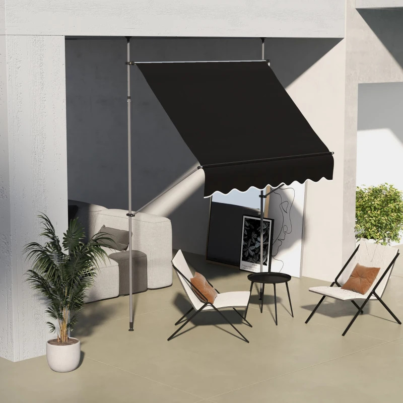 Outsunny 6 1/2 x 4 Foot Tension-Mount Manual Retractable Door or Window Awning