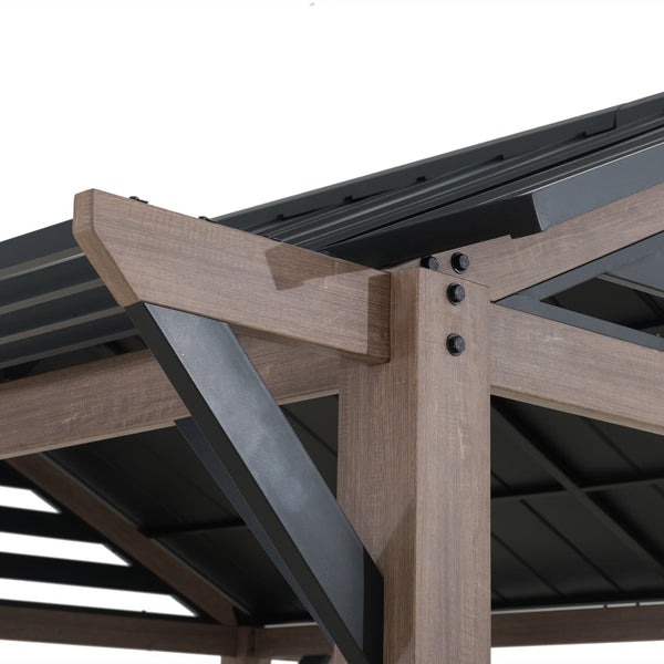 Sunjoy 13 Foot Square Kinzie Hardtop Pergola Awning Gazebo