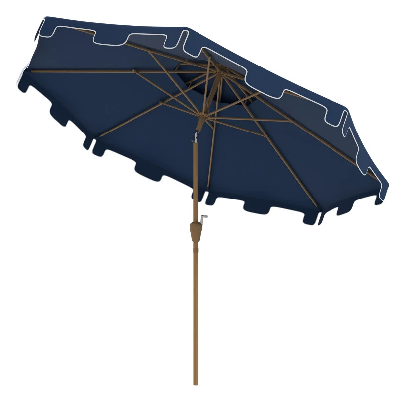 Outsunny 9 Foot Ruffled Patio Umbrella with Push Button Tilt and Crank