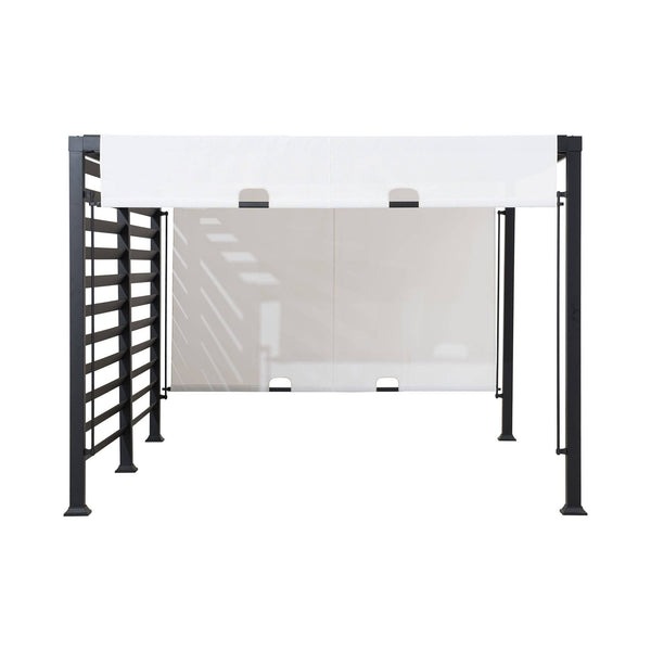Sunjoy 10 x 12 Foot Modern Pergola Kit with Adjustable Shade and Privacy Wall