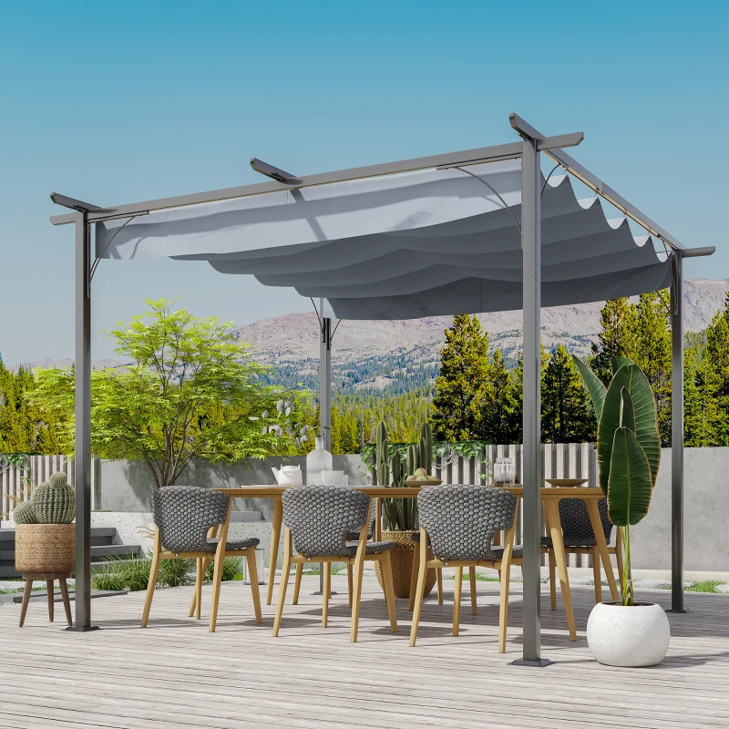 Outsunny 10 x 10 Foot Outdoor Retractable Pergola