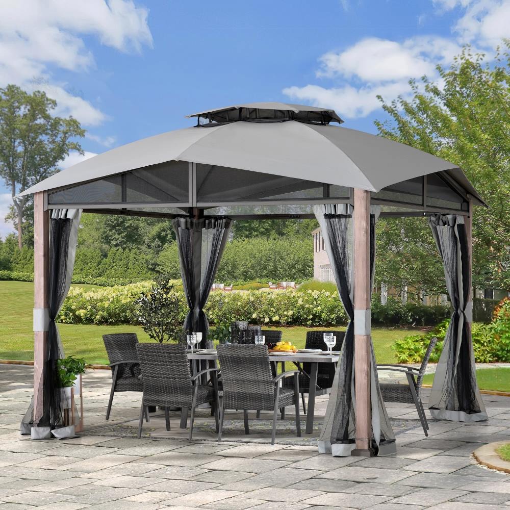 Sunjoy 12 x 12 Foot Hillsdale Soft-Top Gazebo with Counterweights