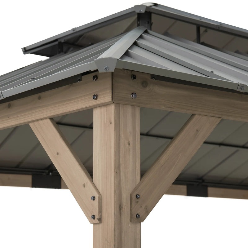 Sunjoy 12 x 20 Foot Weathered Cedar Frame Hardtop Gazebo