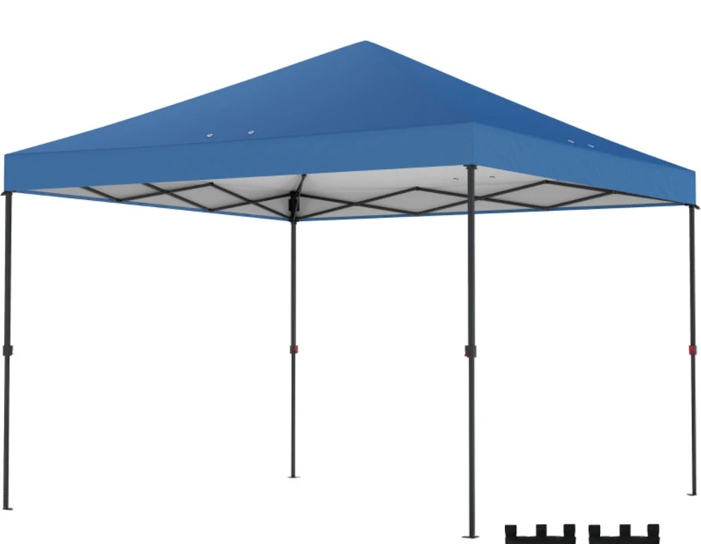 Outsunny 10 x 10 Foot Pop Up Canopy Tent with One Push Setup and Roller Bag
