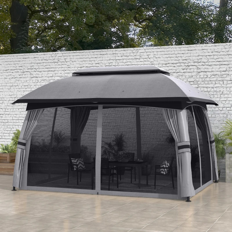 Outsunny 10 x 13 Foot Outdoor Vented Roof Gazebo with Netting
