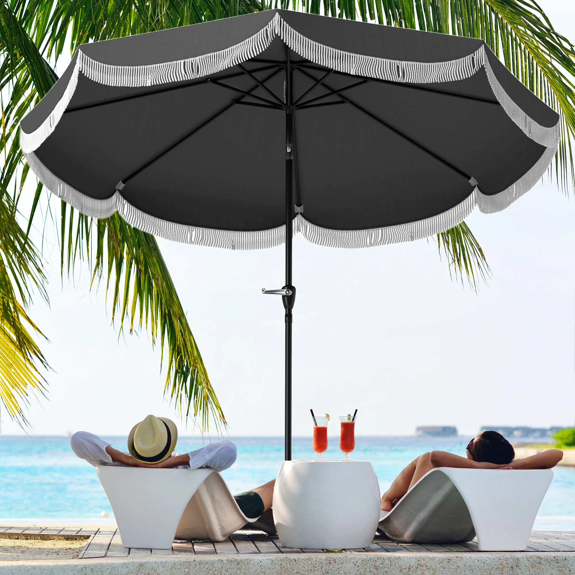 Outsunny 9 Foot Patio Umbrella with Crank