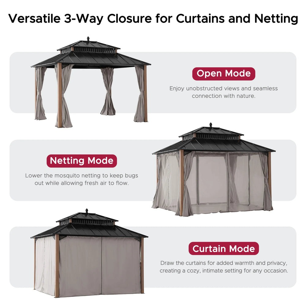 Sunjoy 12 x 10 Foot Kingston Extra-Tall Steel Hardtop Gazebo