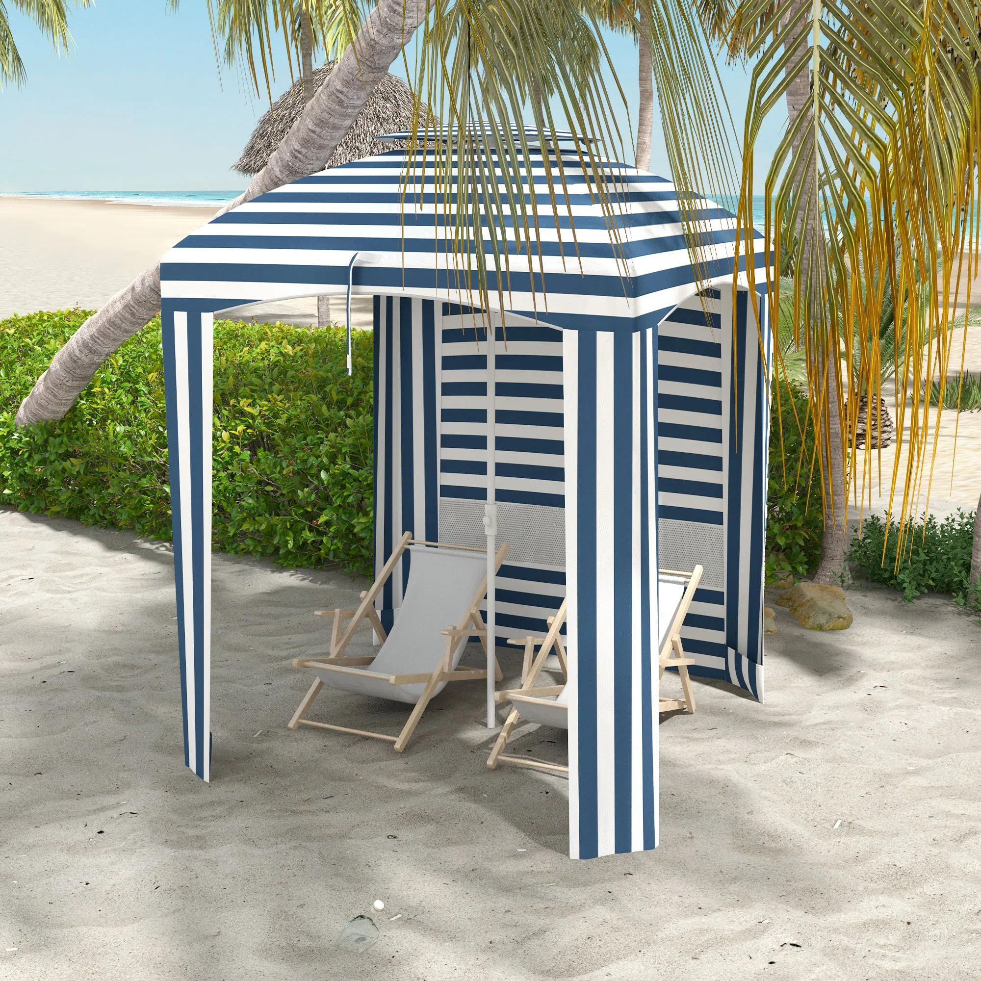Outsunny 5 4/5 x 5 4/5 Foot 330V00 Cabana Umbrella with Carry Bag