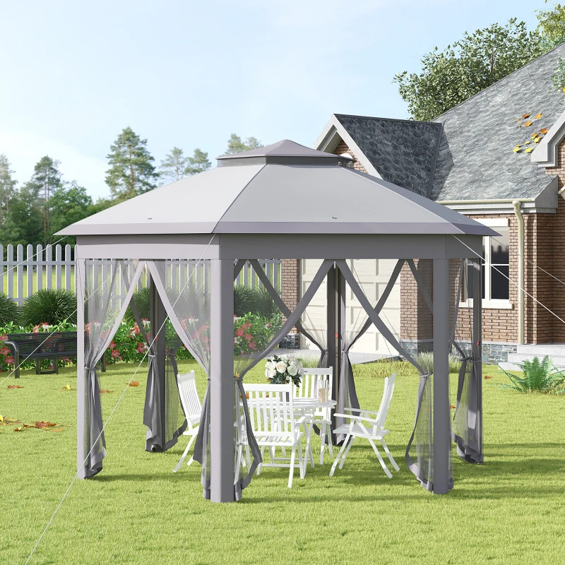 Outsunny 11 x 13 Foot Pop Up Gazebo Canopy Tent with Zippered Mesh Sidewalls