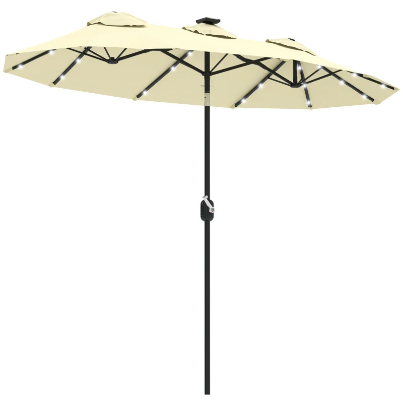 Outsunny Double Sided Solar LED Patio Umbrella with 45 Degree Tilt and Crank