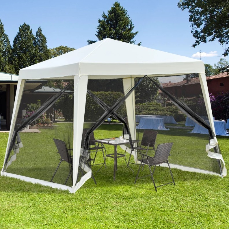 Outsunny 10 x 10 Foot Slant Leg Outdoor Canopy Tent with Mesh Sidewalls