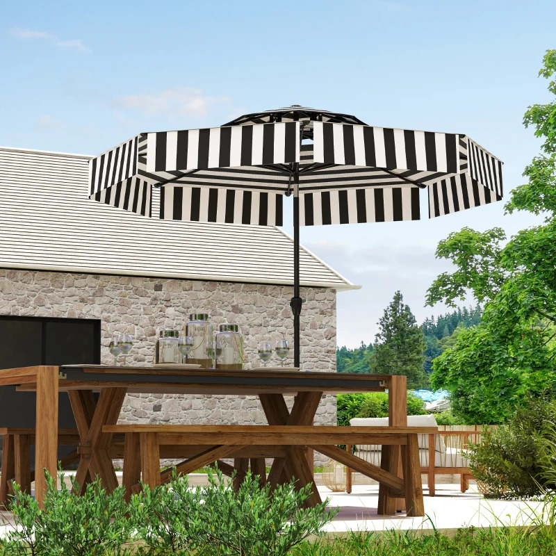 Outsunny 8 3/4 Foot 2-Tier Vented Patio Umbrella with Crank