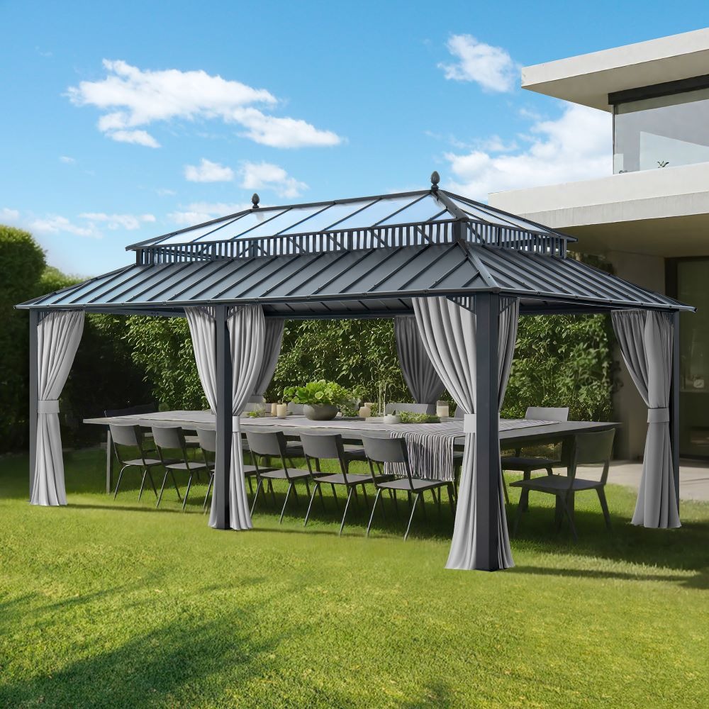 Sunjoy 20 x 12 Foot Kingston Extra-Tall Steel and Poly-Carb Hardtop Gazebo