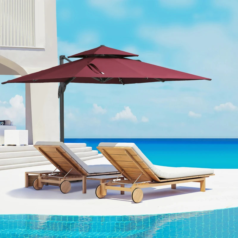 Outsunny 10 Foot Offset Patio Umbrella with Cross Base