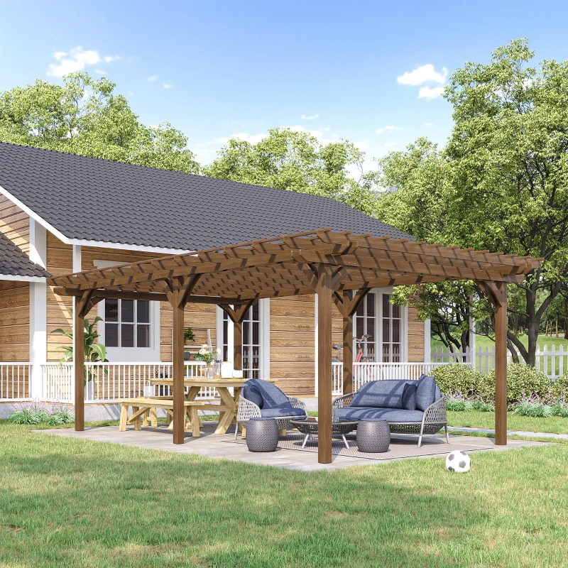 Outsunny 12 x 20 Foot Outdoor Wooden Pergola with Grape Trellis