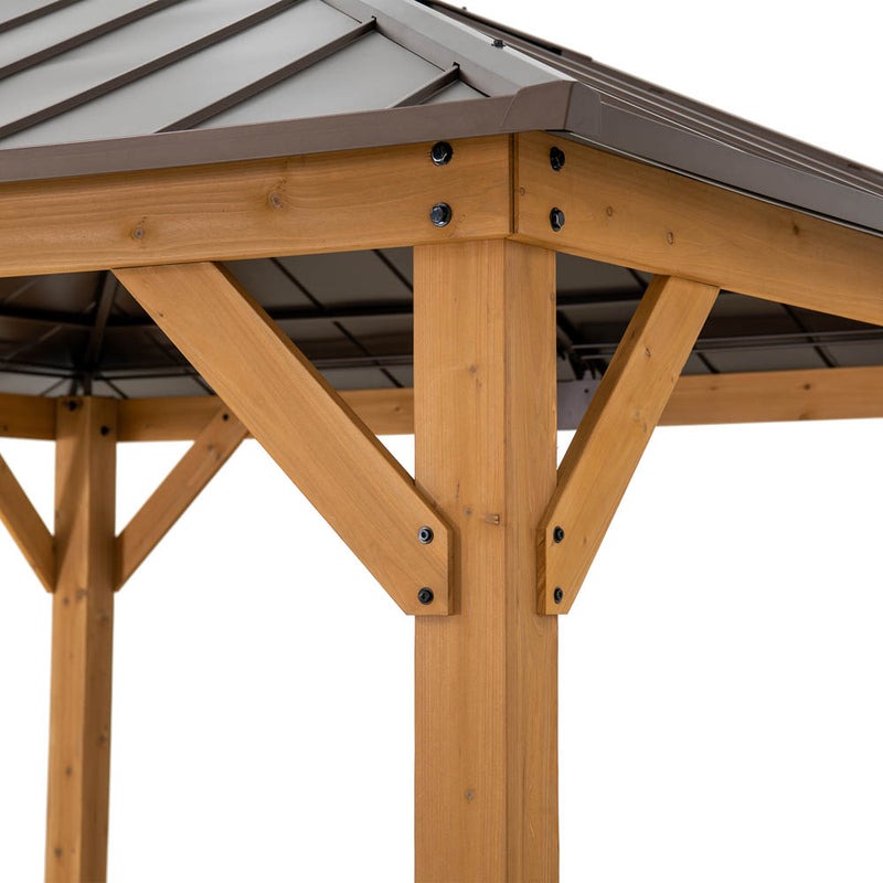 Sunjoy 11 x 11 Foot Hardtop Skylight Cedar Gazebo