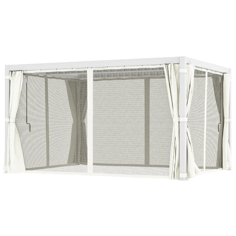 Outsunny 10 x 13 Foot Outdoor Retractable Pergola with Sun Shade Louvered Top
