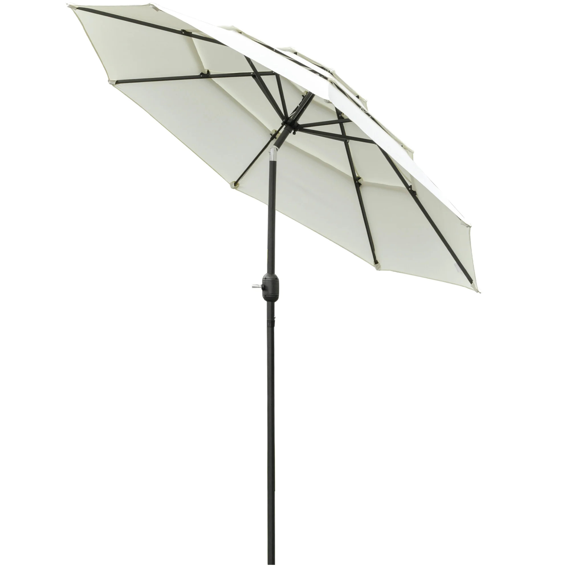 Outsunny 9 Foot 3-Tier Market Umbrella with Crank