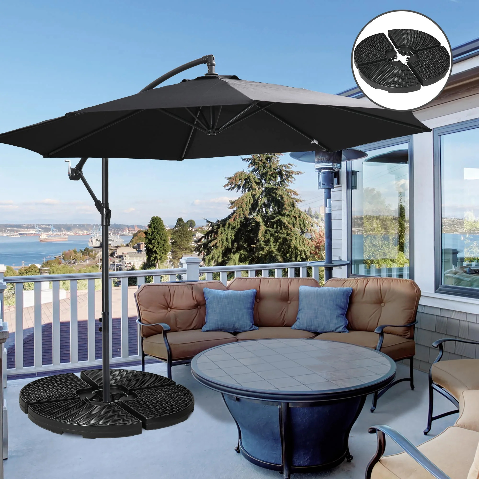 Outsunny 4 Piece HDPE Fillable Umbrella Base Weights