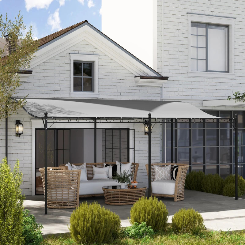 Outsunny 10 x 16 Foot Wall-Mounted Outdoor Pergola Canopy
