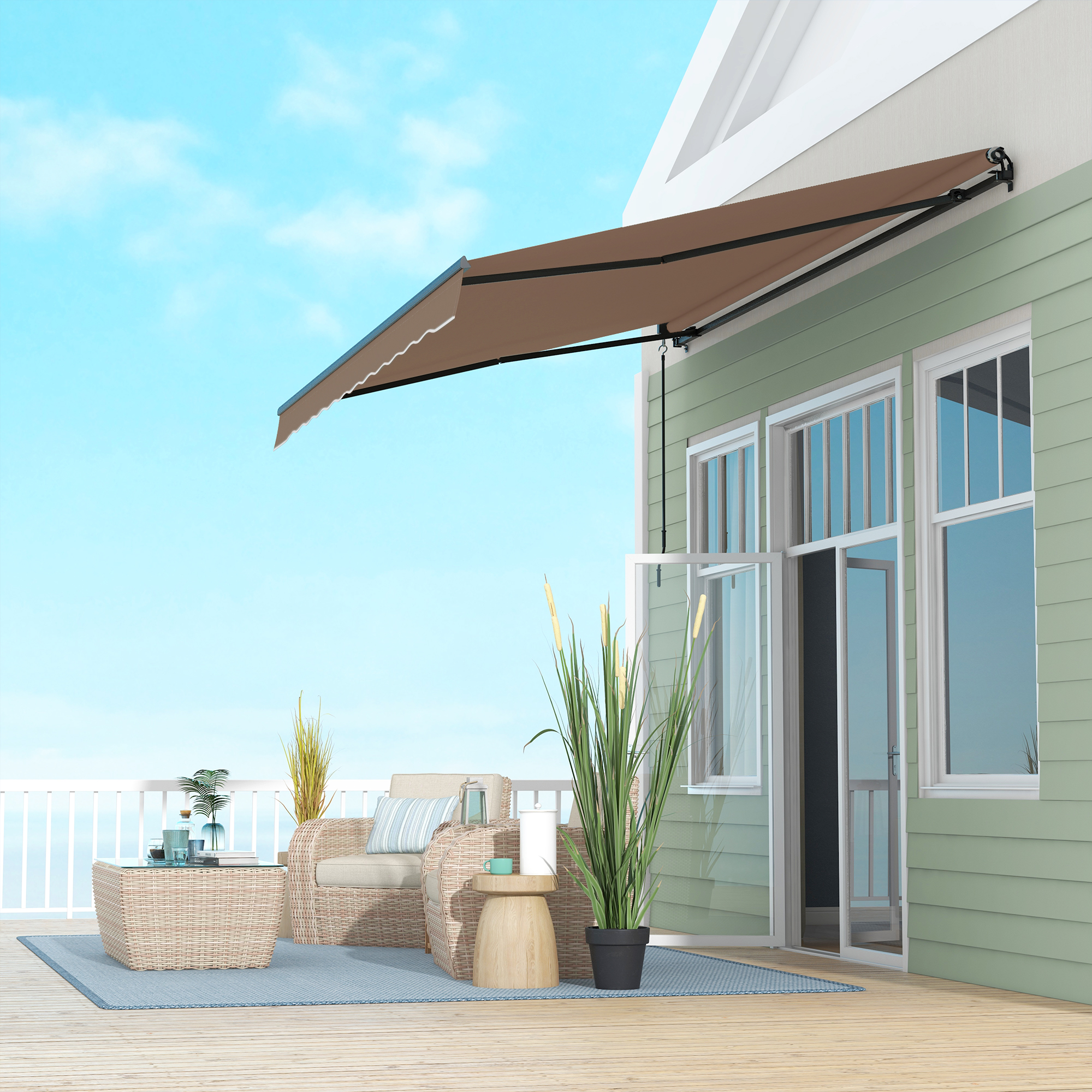 Outsunny 13 x 10 Foot Retractable Sunshade Awning