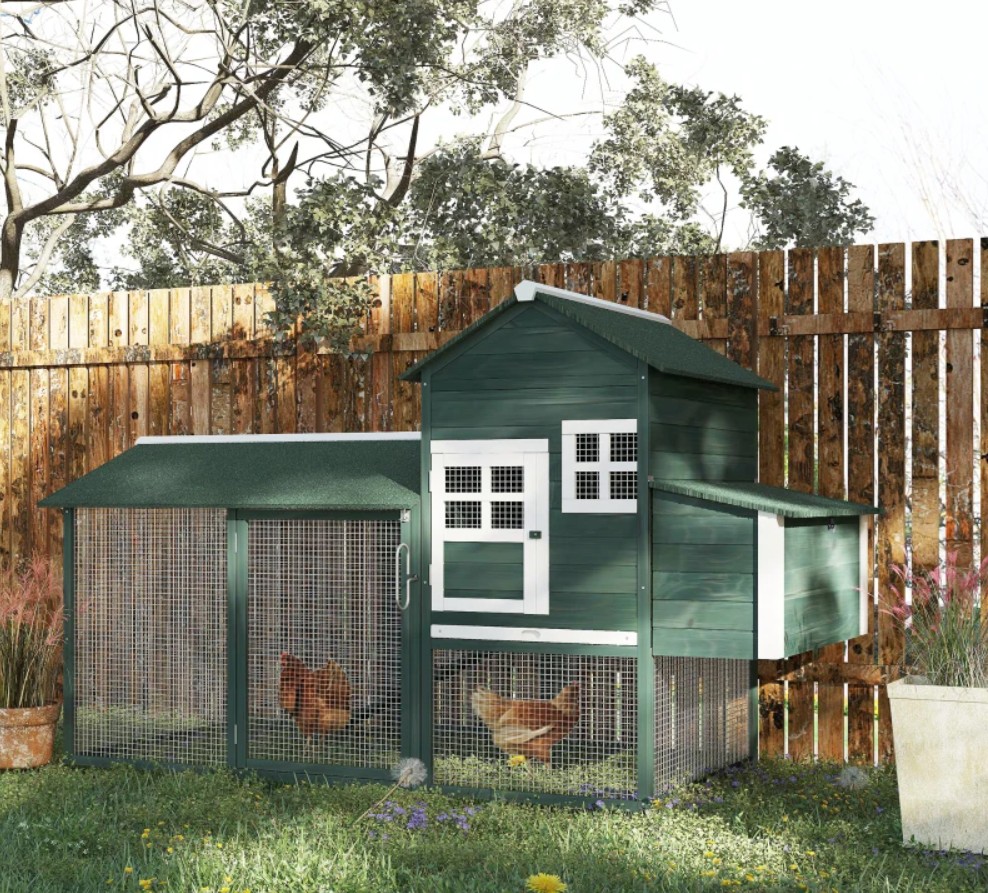 PawHut 84 Inch Wooden Chicken Coop with Nesting Box